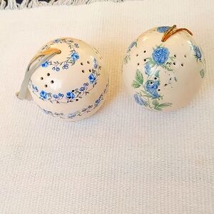 Vintage Floral Ceramic Set Of Two Potpourri One By Famous Andre Richard